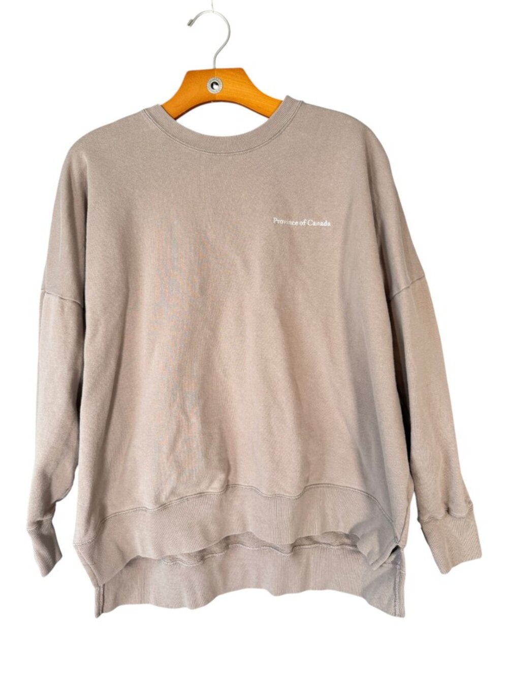 Province of Canada Light Brown Pull Over Sweatshirt Logo French Terry Crewneck S